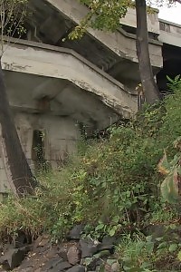 Brunette Bitch Pisses Next To A Flowing River