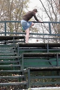 Naughty Black-haired Sprays Her Pee Outside