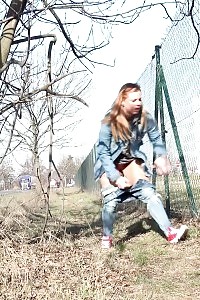Impressive Chrissy Fox Pissing Next To A Busy Highway