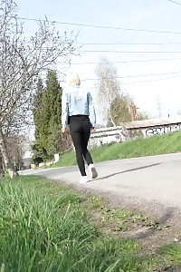 Public Pissing For Engaging Blonde European Goddess